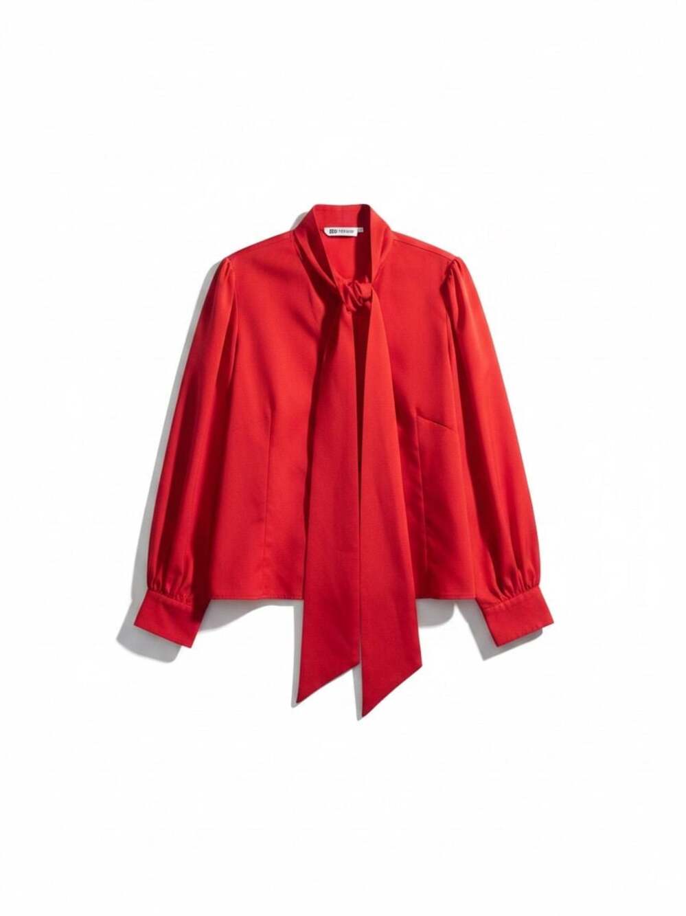 WANTED Red Long Sleeve Tie Neck Bow Blouse Top